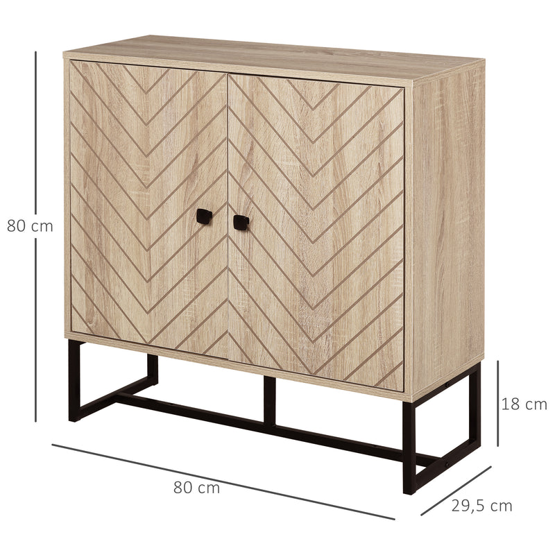 Aparador Sala de Estar Móvel Buffet com 2 Portas e Prateleiras Armário de Armazenamento para Sala de Jantar Dormitório Estilo Moderno 80x29,5x80 cm Madeira e Preto