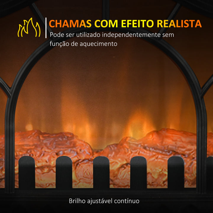 Lareira Elétrica 1000W/2000W 6820BTU/h Lareira Elétrica com Temperatura Ajustável Proteção contra Sobreaquecimento e Brilho Ajustável para Ambientes 15-30 m² 55x31x58 cm Preto