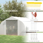 Estufa Tipo Túnel 395x300x200 cm com Porta de Malha e 8 Janelas Estufa de Jardim com Porta e Janelas Enroláveis e Cobertura de PE para Cultivos de Plantas Verduras Branco