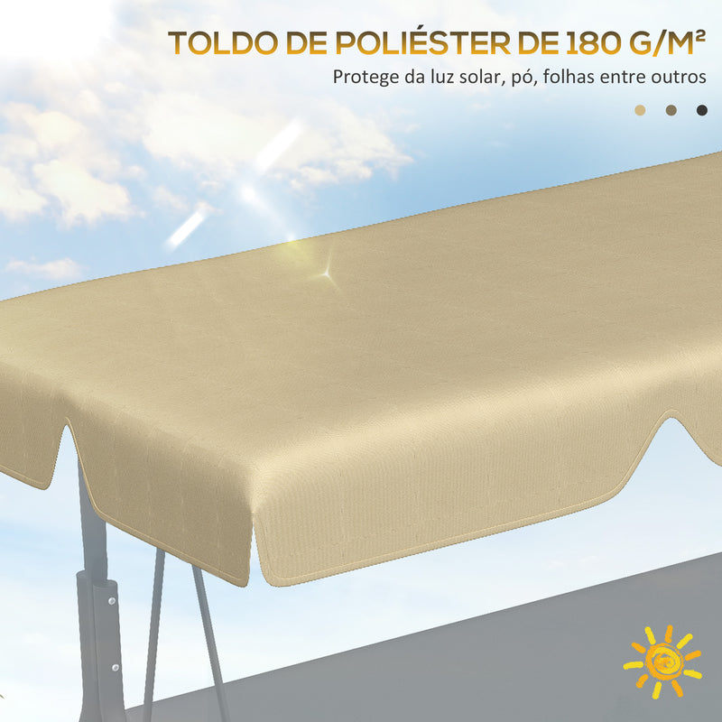 Toldo de Substituição para Baloiços de 3 Lugares Toldo para Baloiços de Jardim com Tecido de Poliéster com Proteção Solar 156x117x15 cm Bege