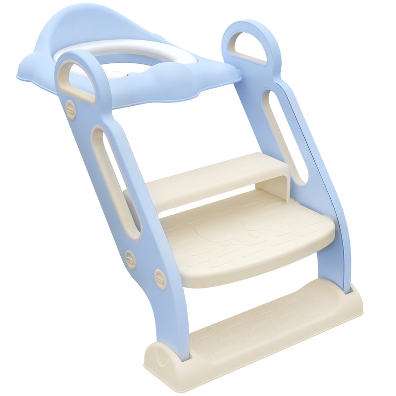 Redutor Sanita com Escada Adaptador Sanita para Crianças Dobrável para Casa de Banho Redutor de Sanita para Crianças de 2-6 Anos Portátil com Almofadas Antiderrapantes 67,9x42,8x51,5 cm Azul