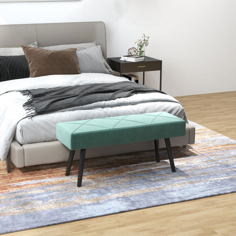 Banco de Pé de Cama Multifuncional Banco de Pé de Cama Moderno Banco de Dormitório com Pés de Aço e Assento Acolchoado Carga Máxima 120 kg Entrada Corredor 100x36x45 cm Verde