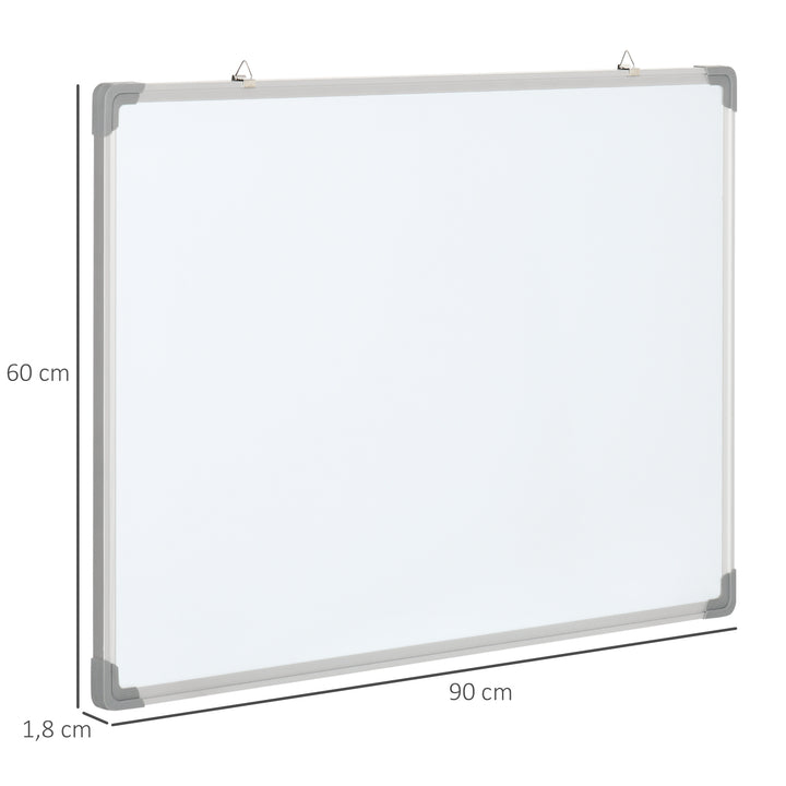 Quadro Magnético com Estrutura de Liga de Alumínio 90x60 cm Quadro Magnético com Apagador 4 Marcadores e 10 Ímás para Escritório Casa Branco