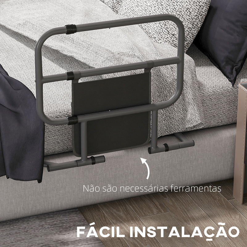 Grade para Cama Adulto Guarda de Segurança para Cama Dobrável Barreira para Cama com Bolso de Armazenamento para Pessoas Maiores e com Deficiência 61x66x55 cm Cinza