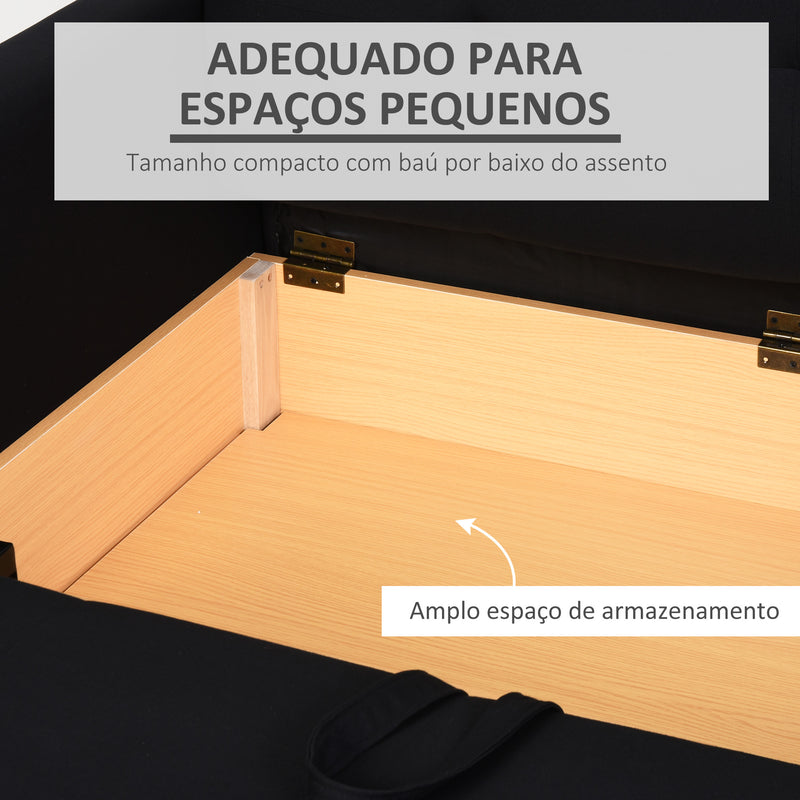 Sofá Cama de 2 Lugares Estofado em Algodão com 2 Almofadas Apoio para os Braços e Armazenamento Sofá Duplo Moderno para Sala de Estar Escritório 152x101x81cm Cinza Carvão