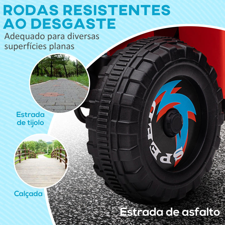 Quadriciclo Elétrico para Crianças com Reboque a Bateria 6V Carro Elétrico para Crianças de 18-36 Meses com Velocidade 2,5 km/h Carga Máxima 106x41,5x48,5 cm Vermelho