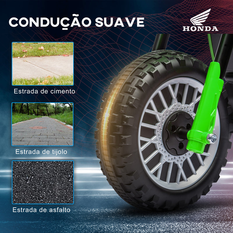 Mota Elétrica com Licença Honda CRF450RL para Crianças acima de 18 Meses Mota de Bateria 6V com Velocidade 3km/h Buzina e Som de Arranque Carga Máxima 25 kg 71x40,5x43,5 cm Verde