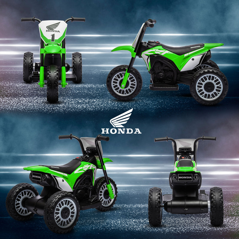 Mota Elétrica com Licença Honda CRF450RL para Crianças acima de 18 Meses Mota de Bateria 6V com Velocidade 3km/h Buzina e Som de Arranque Carga Máxima 25 kg 71x40,5x43,5 cm Verde