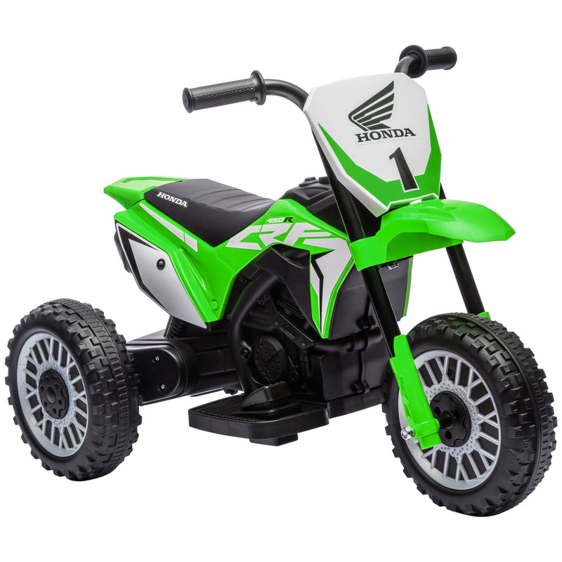 Mota Elétrica com Licença Honda CRF450RL para Crianças acima de 18 Meses Mota de Bateria 6V com Velocidade 3km/h Buzina e Som de Arranque Carga Máxima 25 kg 71x40,5x43,5 cm Verde