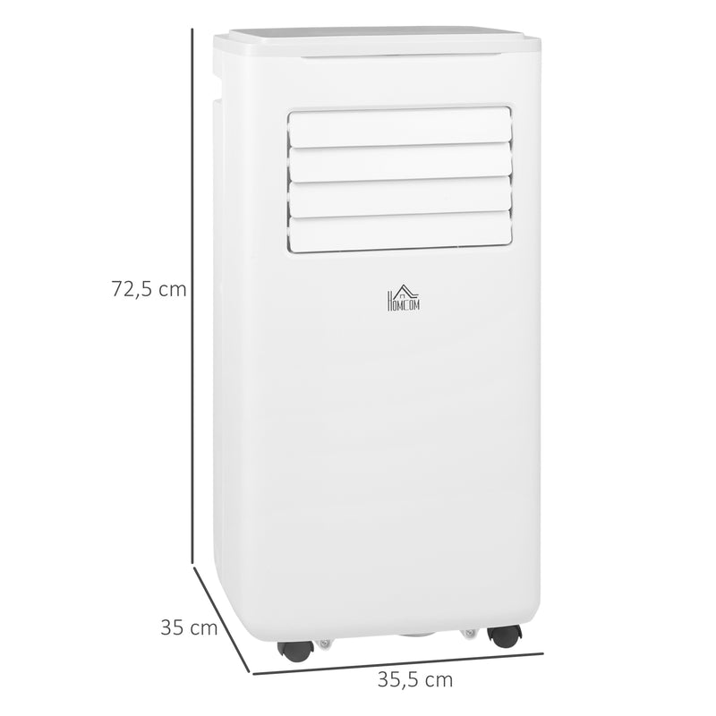 Ar Condicionado Portátil 9000BTU 1010W Refrigerador Ventoinha Desumidificador com Ecrã LED Controlo Remoto Temporizador para Ambientes de 20 m² 35,3x35x72,5 cm Branco