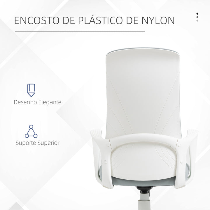 Cadeira de Escritório Giratória com Altura Ajustável Cadeira de Escritório Ergonómica com Apoio para os Braços Função de Inclinação e Encosto Alto para Sala de Estar Dormitório 62x56x110-119,5 cm Cinza