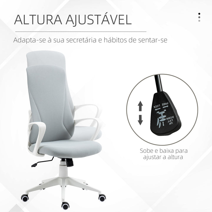 Cadeira de Escritório Giratória com Altura Ajustável Cadeira de Escritório Ergonómica com Apoio para os Braços Função de Inclinação e Encosto Alto para Sala de Estar Dormitório 62x56x110-119,5 cm Cinza