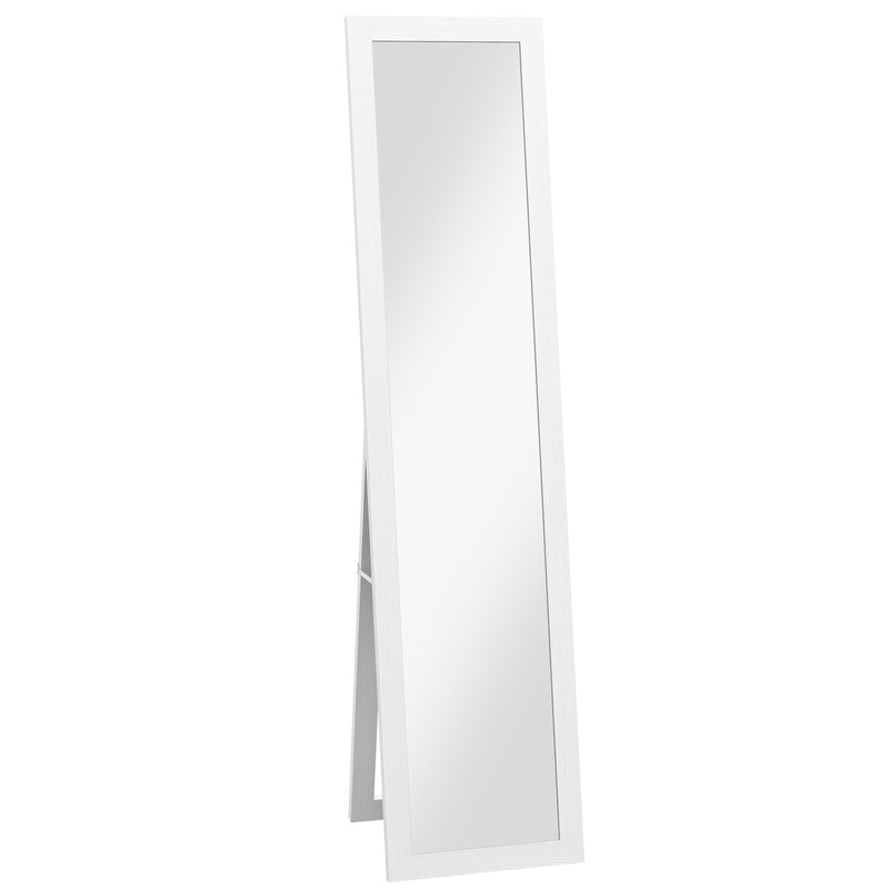 Espelho de Corpo Inteiro 37x155 cm Espelho de Pé Espelho de Parede Retangular com Estrutura de Madeira Decorativo para Sala de Estar Dormitório Corredor Branco