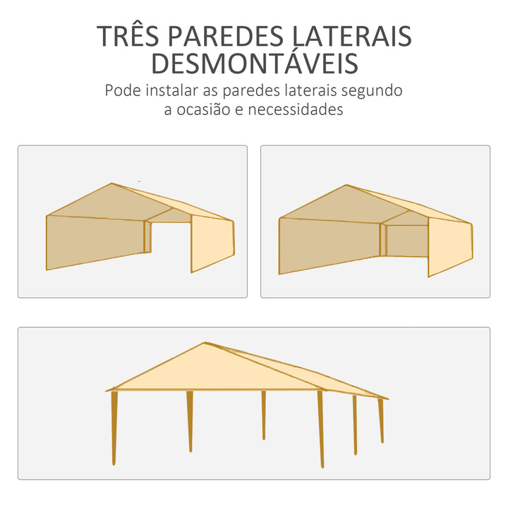 Tenda para Festas 585x295x255 cm com 4 Paredes Laterais e 2 Janelas Pérgola de Exterior com Estrutura de Aço para Festas Eventos Casamentos Verde