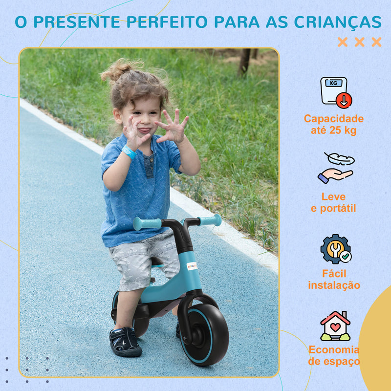 Bicicleta sem Pedais para Crianças acima de 18 Meses Bicicleta Infantil para Bebé com Assento Ajustável em 30-36,5 cm Rodas de Ø19 cm Carga 25 kg 66,5x34x46,5 cm Azul