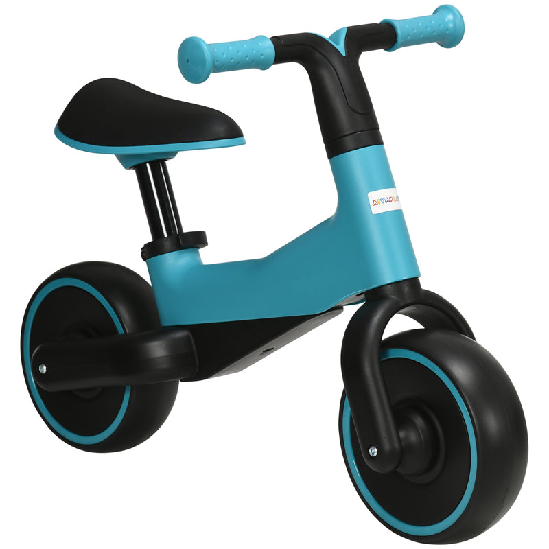 Bicicleta sem Pedais para Crianças acima de 18 Meses Bicicleta Infantil para Bebé com Assento Ajustável em 30-36,5 cm Rodas de Ø19 cm Carga 25 kg 66,5x34x46,5 cm Azul