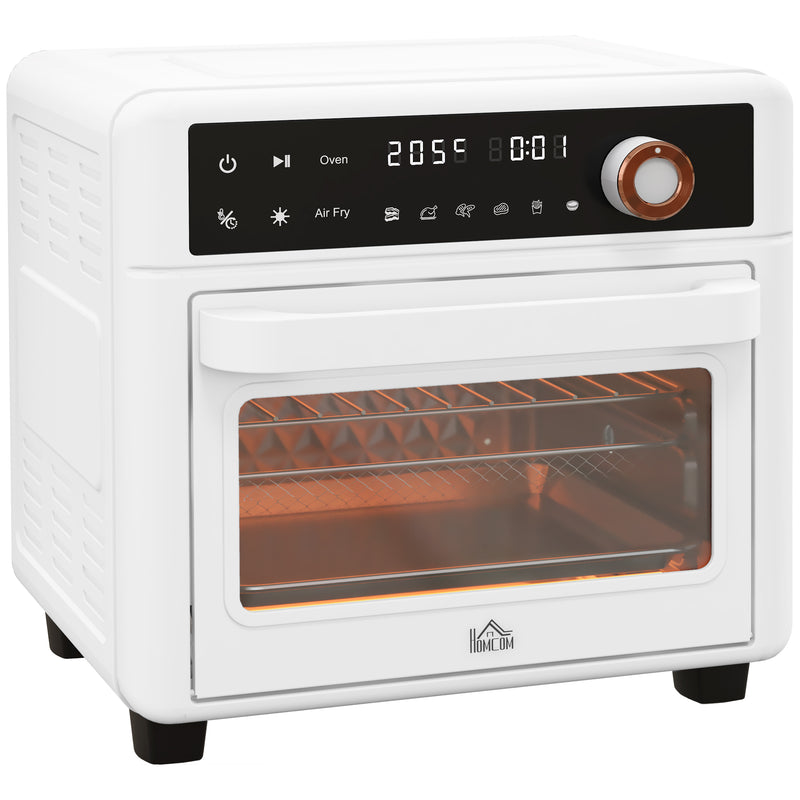 Mini Forno Elétrico Multifuncional Forno Elétrico de 13L 12000W Fritadeira sem Óleo com 12 Modos Temporizador e Temperatura Ajustável 33,5x32x32,5 cm Branco