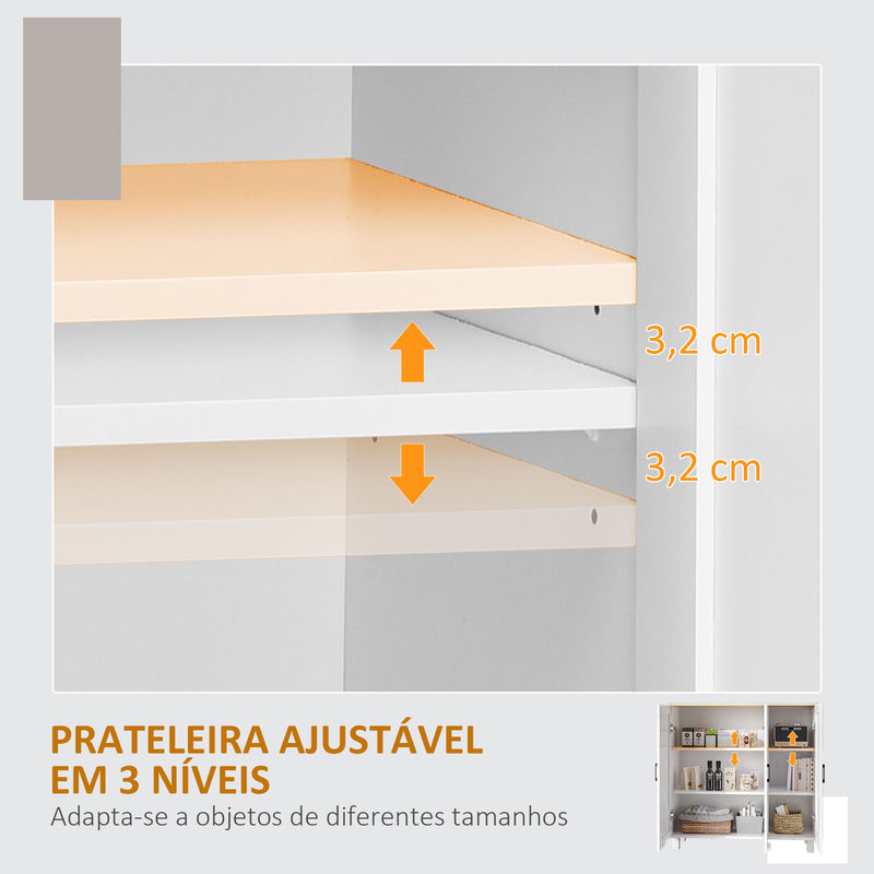 Aparador de Cozinha Armário para Sala de Estar Móvel Buffet com 3 Portas e Prateleiras Ajustáveis para Sala de Jantar Estilo Nórdico 90x30x90 cm Branco e Madeira