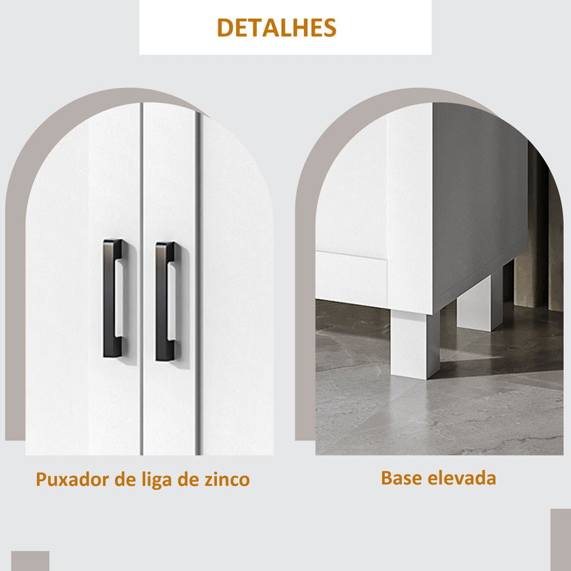 Aparador de Cozinha Armário para Sala de Estar Móvel Buffet com 3 Portas e Prateleiras Ajustáveis para Sala de Jantar Estilo Nórdico 90x30x90 cm Branco e Madeira