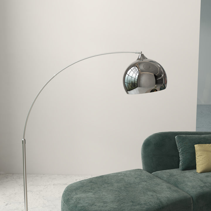 Candeeiro de Pé em Forma de Arco com Altura e Comprimento Ajustáveis Candeeiro de Leitura para Lâmpadas E27 Potência Máxima 40W com Interruptor de Pé 110-115x30x170-180 cm Prata e Preto
