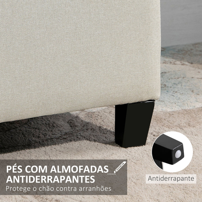 Banco de Armazenamento Acolchoado Banco Estofado em Linho Tampa com Abertura para Sala de Estar Entrada Dormitório Carga Máxima 120 kg 125x49x41,5 cm Bege