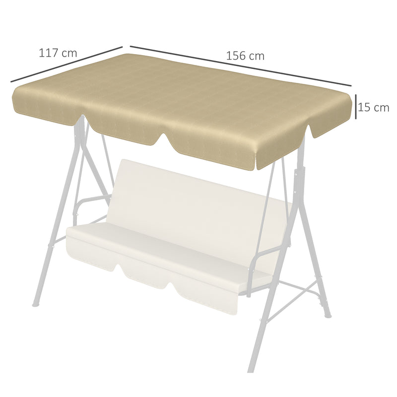 Toldo de Substituição para Baloiços de 3 Lugares Toldo para Baloiços de Jardim com Tecido de Poliéster com Proteção Solar 156x117x15 cm Bege