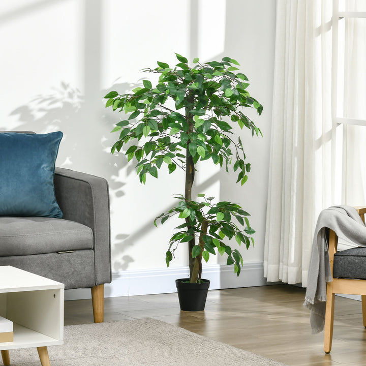 Árvore de Chá Artificial 120 cm Planta Artificial com 546 Folhas Musgo e Vaso Planta Artificial Decorativa para Interior e Exterior Casa Sala de Estar Escritório Verde