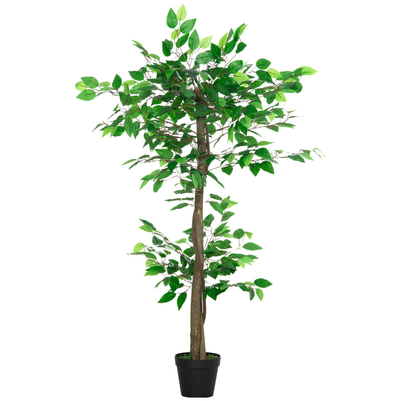 Árvore de Chá Artificial 120 cm Planta Artificial com 546 Folhas Musgo e Vaso Planta Artificial Decorativa para Interior e Exterior Casa Sala de Estar Escritório Verde