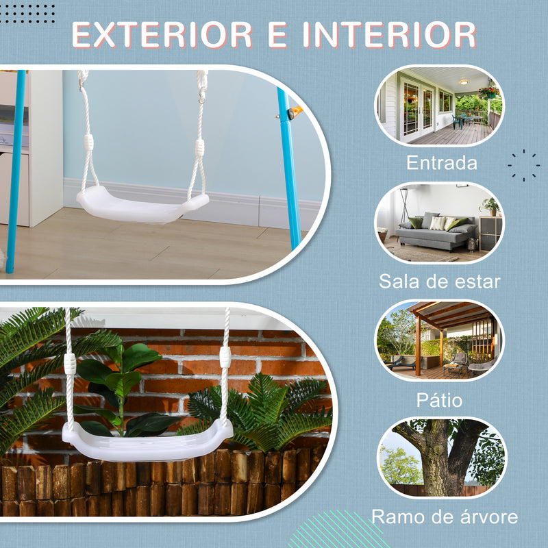 Baloiço para Crianças de 3-6 Anos com Luzes LED Baloiço Infantil com Altura do Assento Ajustável para Interior e Exterior 39x16,5x120-180 cm Branco