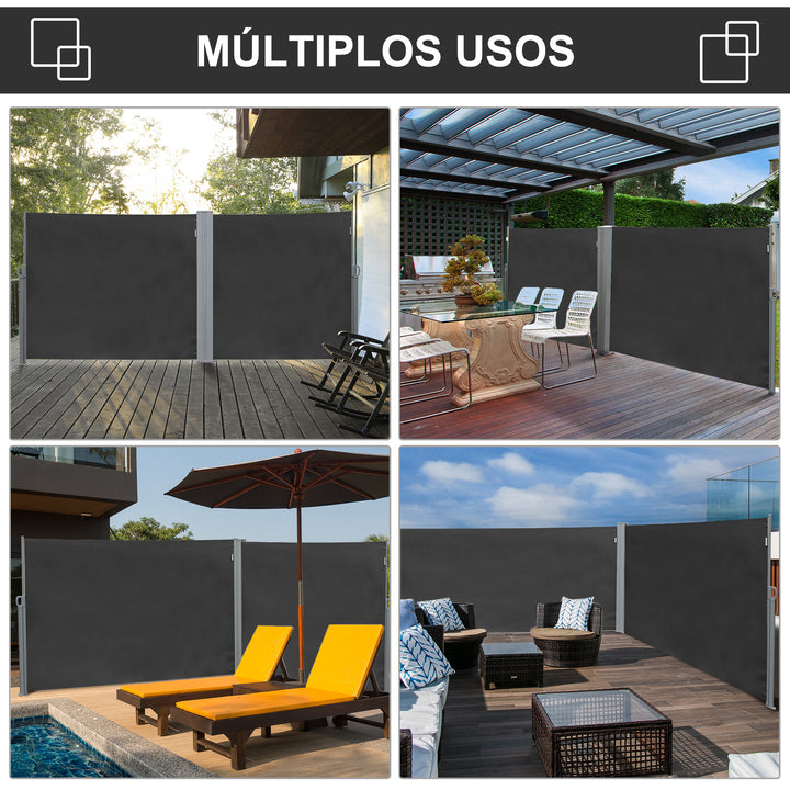 Toldo Lateral Retrátil para Terraço Pátio ou Jardim Toldo de Privacidade para Exterior Dobrável 300x180cm Cinza