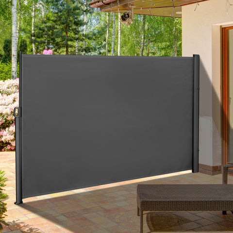 Toldo Lateral Retrátil para Terraço Pátio ou Jardim Toldo de Privacidade para Exterior Dobrável 300x180cm Cinza