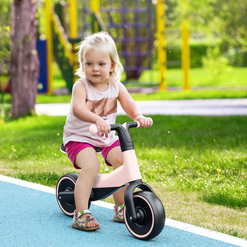 Bicicleta sem Pedais para Crianças acima de 18 Meses Bicicleta Infantil para Bebé com Assento Ajustável em 30-36,5 cm Rodas de Ø19 cm Carga 25 kg 66,5x34x46,5 cm Rosa