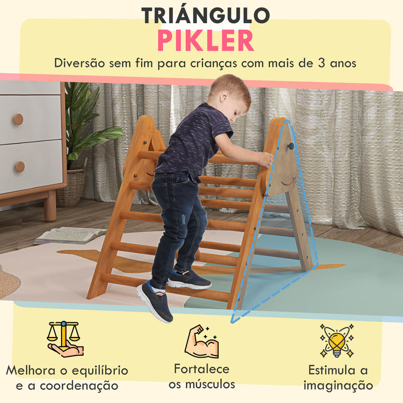 Triângulo de Aprendizagem para Crianças acima de 3 Anos Dobrável Triângulo Pikler de Madeira Ginásio de Jogos Interior Carga 50 kg 90x64x70 cm Madeira