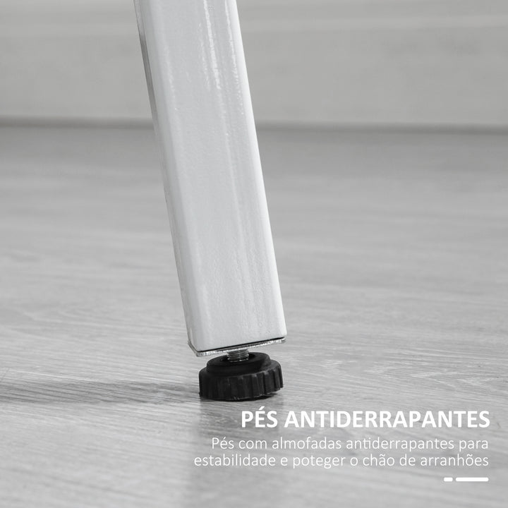 Mesa de Sala de Jantar Redonda para 4 Pessoas Mesa de Cozinha Moderna com Pés de Aço Ø80x76 cm Madeira e Branco