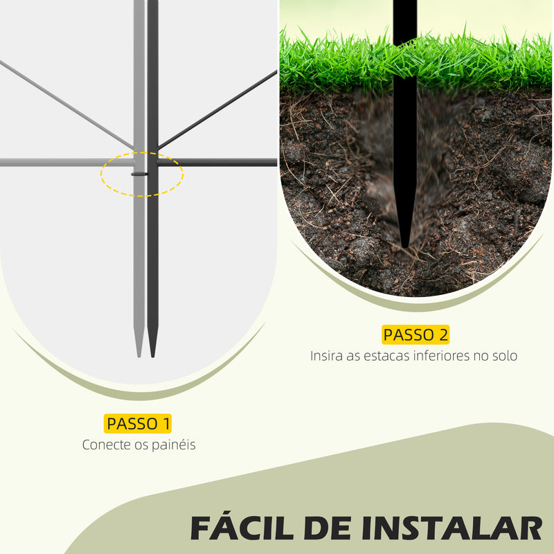 Cercas Decorativas para Jardim com 5 Painéis 305x62 cm Cerca de Privacidade de Metal com Estacas Preto