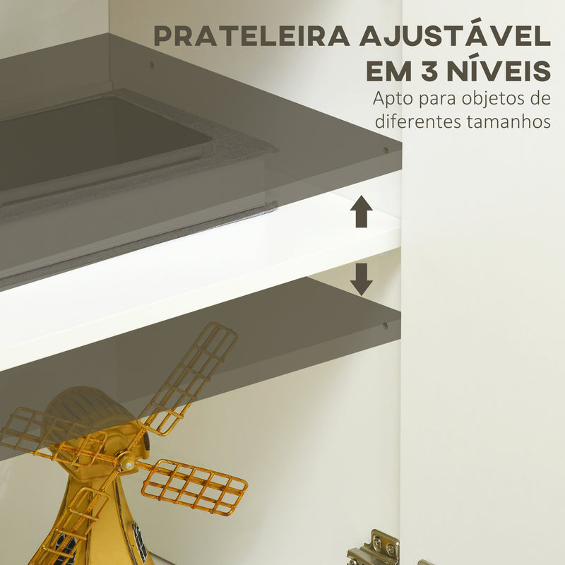 Aparador de Sala de Estar Armário de Armazenamento Móvel Auxiliar de Cozinha com 3 Portas e Prateleiras Ajustáveis para Sala de Jantar Entrada 120x37x75 cm Branco e Madeira