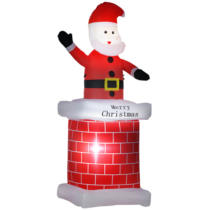 Pai Natal Insuflável com Chaminé Insuflável de Natal com 2 Luzes LED e Insuflador Elétrico Decoração de Natal para Exterior e Interior 80x70x210 cm Multicor