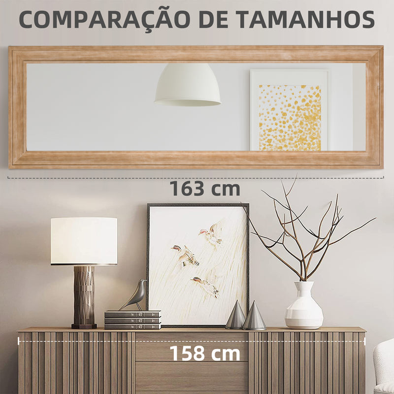 Espelho de Parede 163x53,3 cm Espelho de Corpo Inteiro com Estrutura de Madeira Decoração para Sala de Estar Dormitório Estilo Vintage Madeira