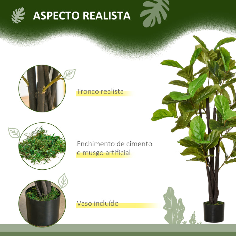 Planta Artificial Ficus 130 cm com 78 Folhas e Vaso de Planta Artificial Decorativa para Interior e Exterior Casa Sala de Estar Escritório Verde