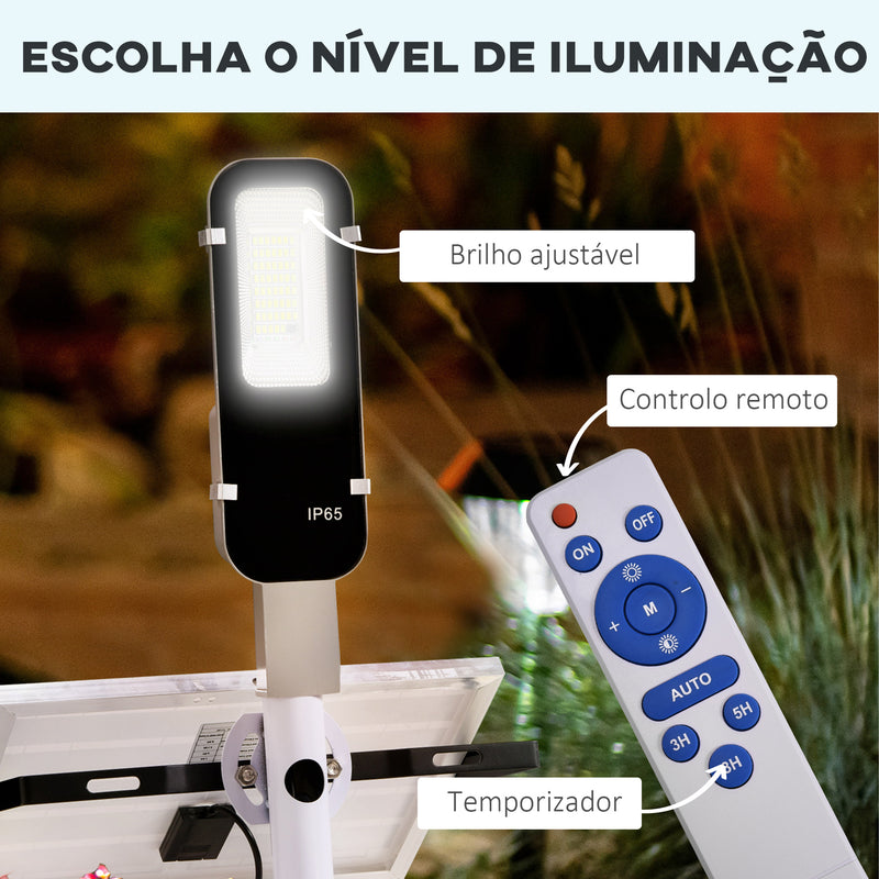 Candeeiro Solar de Exterior com 54 LED Candeeiro de Parede de Alumínio IP65 Impermeável com Iluminação Branco Frio e Controlo Remoto para Jardim Pátio 68x37x16 cm Prata