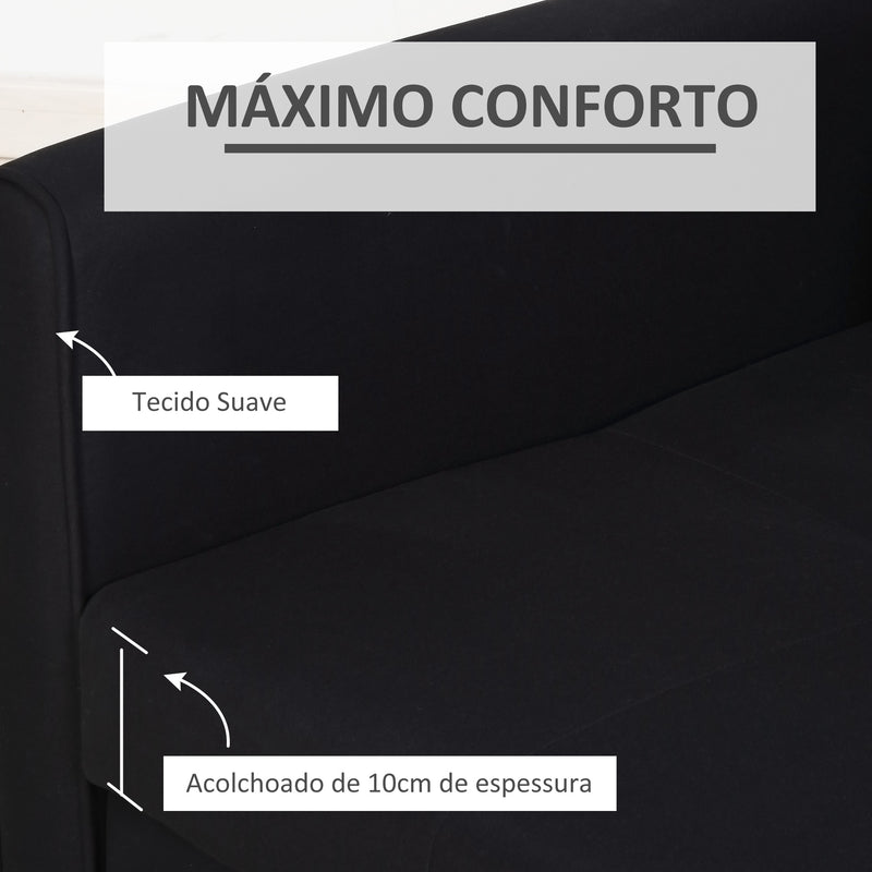 Sofá Cama de 2 Lugares Estofado em Algodão com 2 Almofadas Apoio para os Braços e Armazenamento Sofá Duplo Moderno para Sala de Estar Escritório 152x101x81cm Cinza Carvão