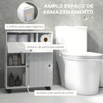 Armário Auxiliar Casa de Banho Moderno Armário Casa de Banho com 4 Rodas 2 Compartimentos para Papel Higiénico Armário e Prateleiras Ajustáveis Móvel Auxiliar de Armazenamento 52x17x67 cm Branco