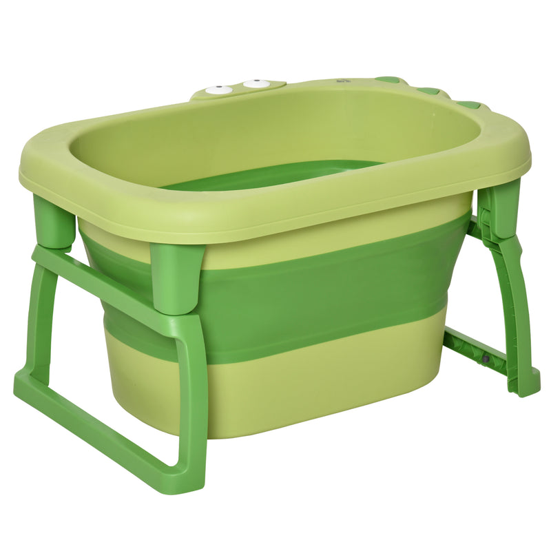 Banheira Dobrável para Bebé de 0-6 Anos Capacidade 105L Banheira Portátil para Crianças com Pés Antiderrapantes e Orifício de Drenagem Carga Máxima 50kg 75,3x55,4x43 cm Verde