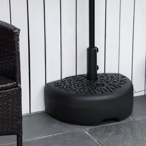 Base de Parede para Chapéu de Sol Suporte Semicircular para Chapéu de Sol Preenchido com Areia 21kg ou Água 18kg para Jardim Pátio Terraço Exterior 50x31x18cm Preto