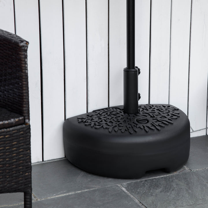 Base de Parede para Chapéu de Sol Suporte Semicircular para Chapéu de Sol Preenchido com Areia 21kg ou Água 18kg para Jardim Pátio Terraço Exterior 50x31x18cm Preto