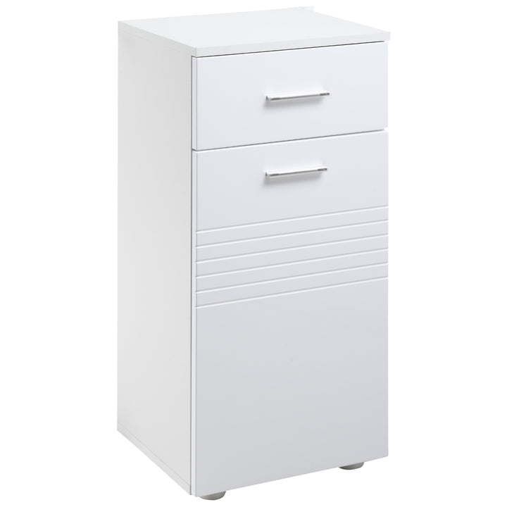 Armário Auxiliar Casa de Banho Móvel Casa de Banho com Porta Gaveta e Prateleira Ajustável 35x30x77,5 cm Branco