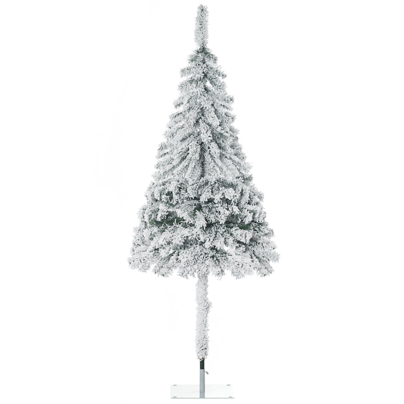 Árvore de Natal Artificial Árvore de Natal com Aspecto Nevado 180 cm com 290 Ramos e Base de Aço Decoração de Interiores Ø72x180 cm Verde