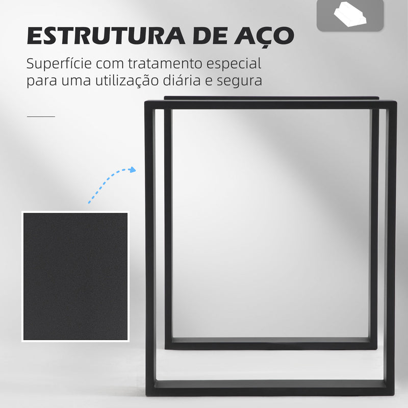 Conjunto de 2 Pés para Mesa de Aço 60x72 cm Pernas Quadradas de Mesa para Móveis de Bricolage Estilo Industrial com Parafusos e Protetores de Chão Preto