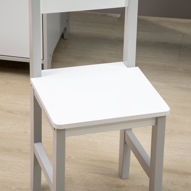 Conjunto de Mesa e Cadeira Infantil de Madeira com Quadro Branco Mesa de Estudo para Crianças acima de 5 Anos Móvel Escritório Infantil 90x45x85cm Cinza