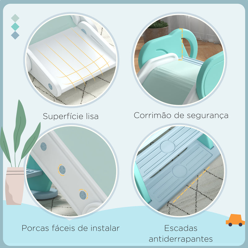 Escorregador para Crianças Dobrável Escorregador Infantil para Crianças de 18-36 Meses com 3 Degraus Antiderrapantes para Interior Carga Máxima 30 kg 120x53x53 cm Verde Claro